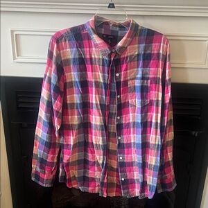 GAP Multicolor Plaid Boyfriend Fit Shirt
